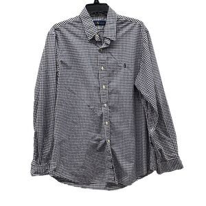Ralph Lauren Shirt Mens Size Large Navy Blue Gingham Check 100% Cotton Button Up